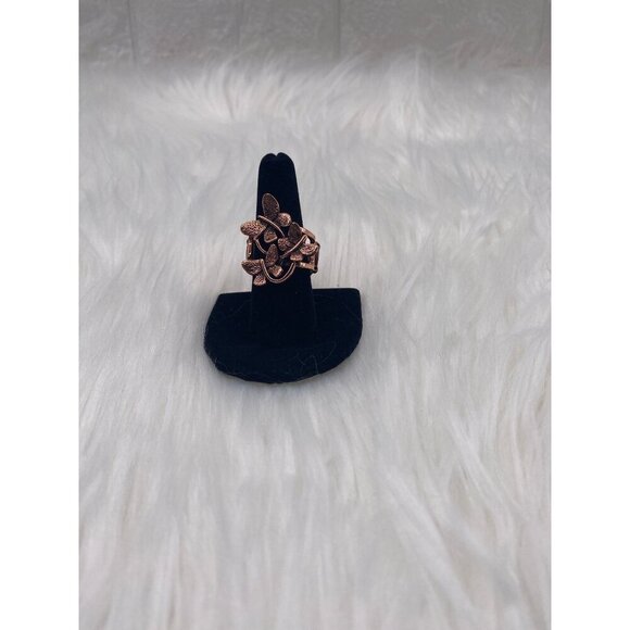 Paparazzi Jewelry Full Of Flutter Copper Ring Stretch Band Butterfly For Women - Picture 3 of 6